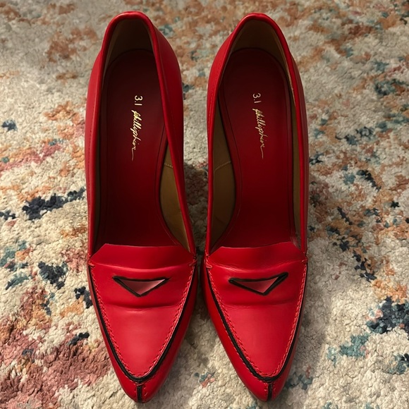 3.1 Phillip Lim Shoes - 3.1 Phillip Lim Red Stacked Loafer Heel size 7US
